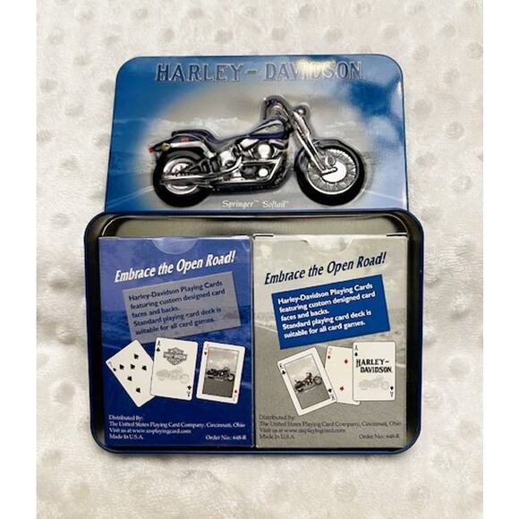 Vintage Harley-Davidson Springer Softail (2) Deck Playing Cards Collector's Tin- - Picture 4 of 4